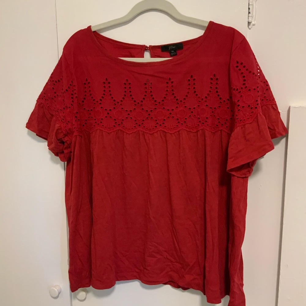 JCrew Lace yoke Tee